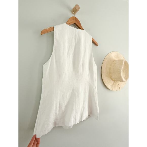 Madewell | NWT | 100% Linen Scoopneck Cutaway Vest in Salt White | Sz 10 - Picture 9 of 9